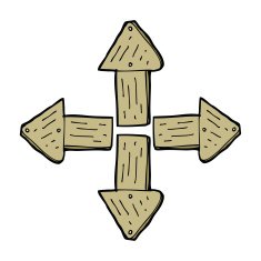 cartoon wood direction signs N4
