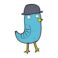 cartoon bluebird wearing hat N4