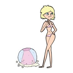 cartoon woman with beachball N4