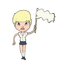 cartoon woman waving white flag N7