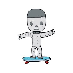 cartoon robot on skateboard N4