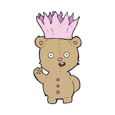 cartoon teddy bear wearing paper crown N10