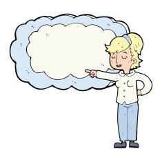 cartoon woman with text space cloud N7