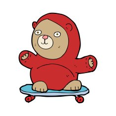 cartoon bear on skateboard N8