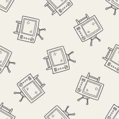 Doodle TV seamless pattern background N3