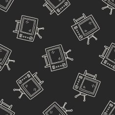 Doodle TV seamless pattern background N4