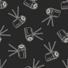 Doodle Video recorder seamless pattern background N8