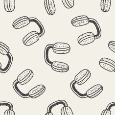 earmuffs doodle seamless pattern background N3