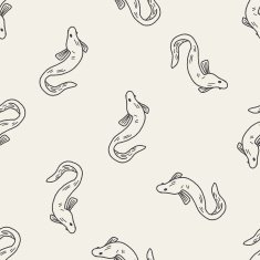 Eel doodle seamless pattern background