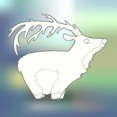 Vector Illustration Hand-drawn deer with long horns on blurred