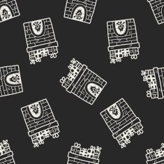 Fireplace doodle seamless pattern background N2