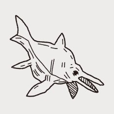 fish dinosaur doodle N8