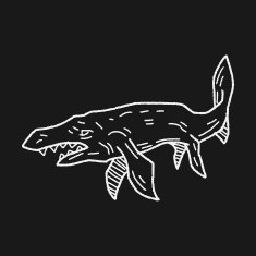 fish dinosaur doodle N10