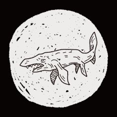 fish dinosaur doodle N13
