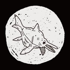 fish dinosaur doodle N14
