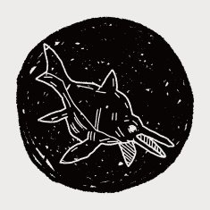 fish dinosaur doodle N17
