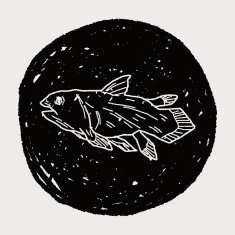 fish dinosaur doodle N18