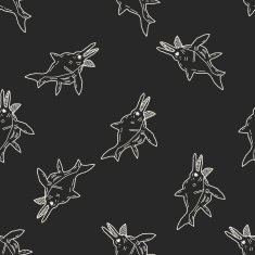 fish dinosaur doodle seamless pattern background N5