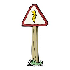 cartoon electrical warning sign N13