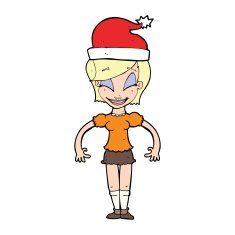 cartoon woman ready for christmas N62