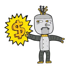 cartoon robot with money symbol N3