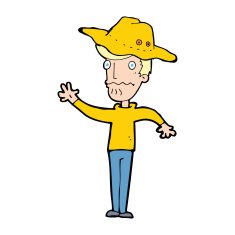 cartoon man in outback hat N4