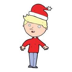 cartoon boy in santa hat N7