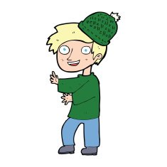 cartoon man wearing winter hat N57