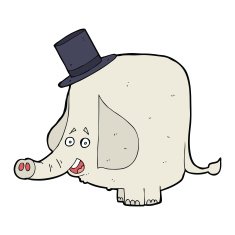 cartoon elephant in top hat N3