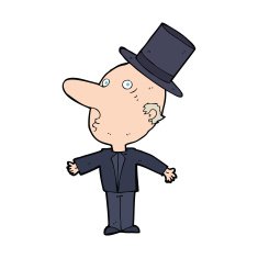 cartoon man wearing top hat N57