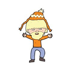 cartoon hipster man in hat N4