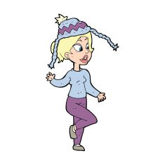 cartoon woman in knitted hat N4