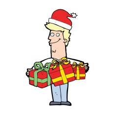 cartoon man with gifts N4