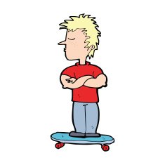cartoon arrogant boy on skateboard N3