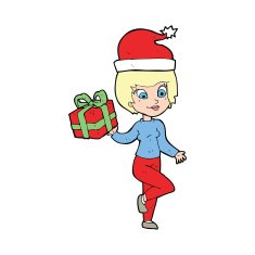 cartoon woman with present N16