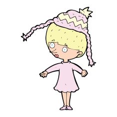 cartoon woman wearing winter hat N76