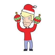 cartoon man with christmas baubles N4