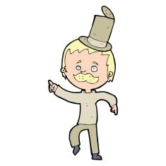 cartoon man in broken old hat N4