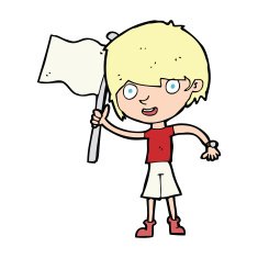 cartoon boy with flag N4