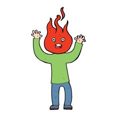 Cartoon Man With Head On Fire N3