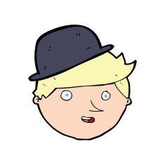 cartoon man wearing bowler hat N33