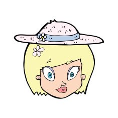 cartoon woman wearing summer hat N10