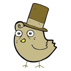 cartoon bird wearing hat N7
