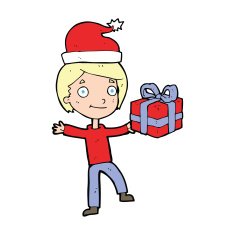 cartoon boy with present N9