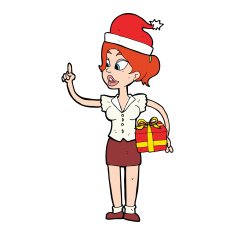 cartoon woman with present N18