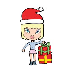 cartoon woman with present N19