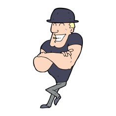 cartoon man wearing bowler hat N34