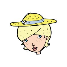 cartoon woman wearing summer hat N11