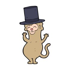 cartoon monkey wearing top hat N8