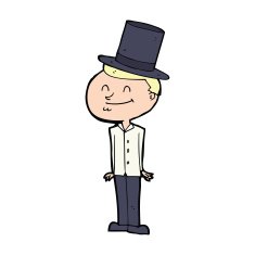 cartoon man wearing top hat N65